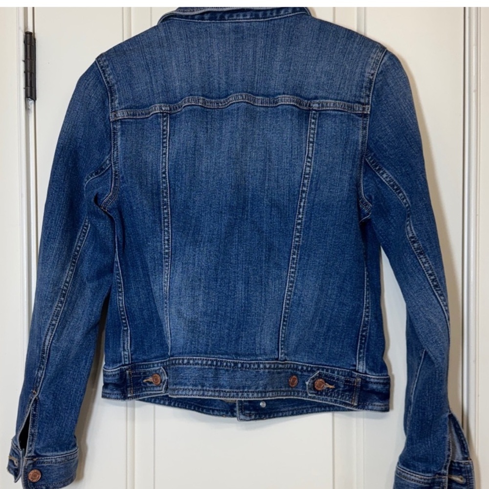 Talbots Classic Denim Jacket Dark Wash Button Front Cotton Stretch Size S - Picture 2 of 9